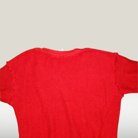 Anthropologie Tla Textured V Neck 100% Cotton Sweater Red Size L NWT - Picture 4 of 5